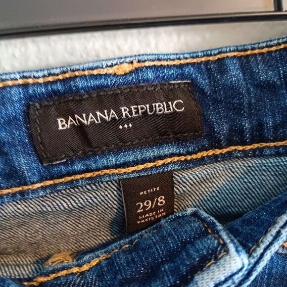 Banana Republic Button Fly Denim Skirt Pockets Women's 29/8 Petite - Picture 3 of 5